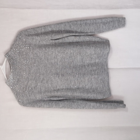 Juicy Couture Grey Mock Neck Soft Knit Jeweled Sweater Size Small - Picture 1 of 5